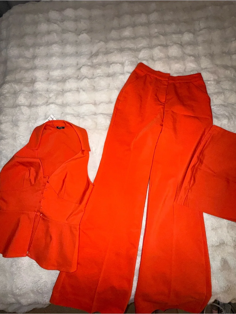 3 pieces Express Orange Boot-Cut Pants with Matching Vest AND Skort